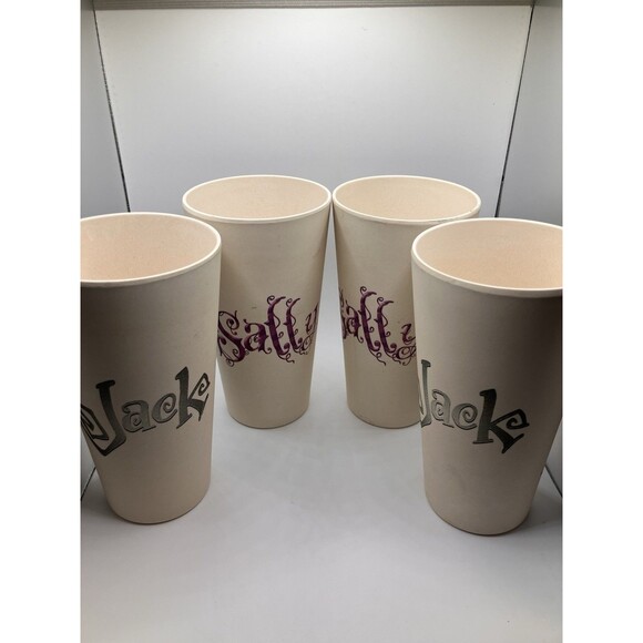 Set Of 4 Disney Nightmare Before Christmas Jack Sally Tan Plastic Drinking Cups - Picture 3 of 7